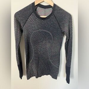 Lululemon Swiftly Tech Long Sleeve Tshirt Grid Warp Black Neon Size 4